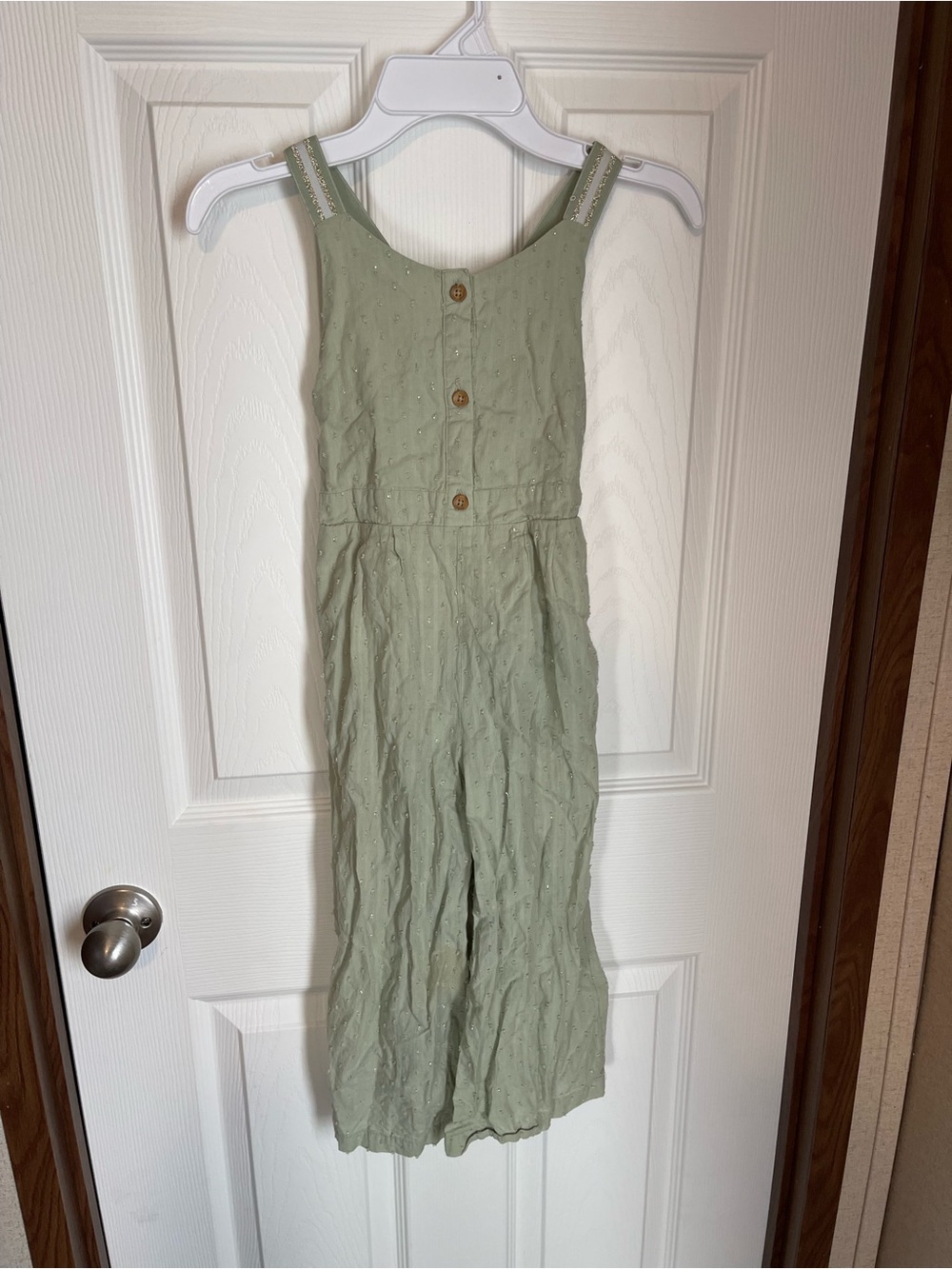 Rachel Zoe Light Sage Embroidered Kids One-Piece Jumpsuit